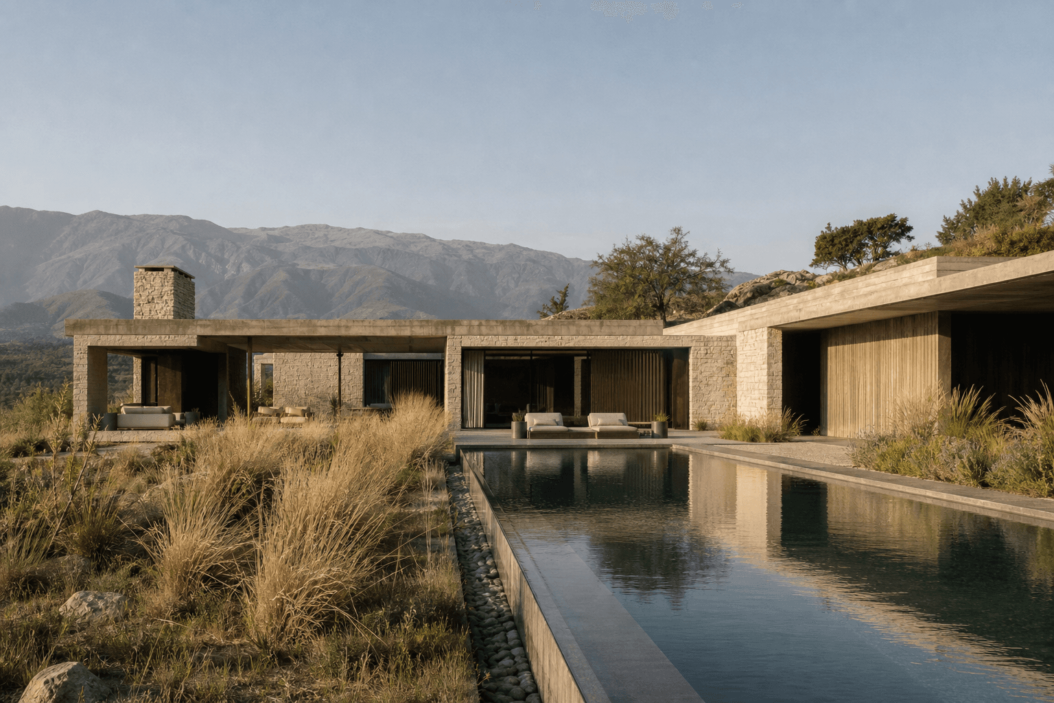 Casa moderna rodeada de vegetación
